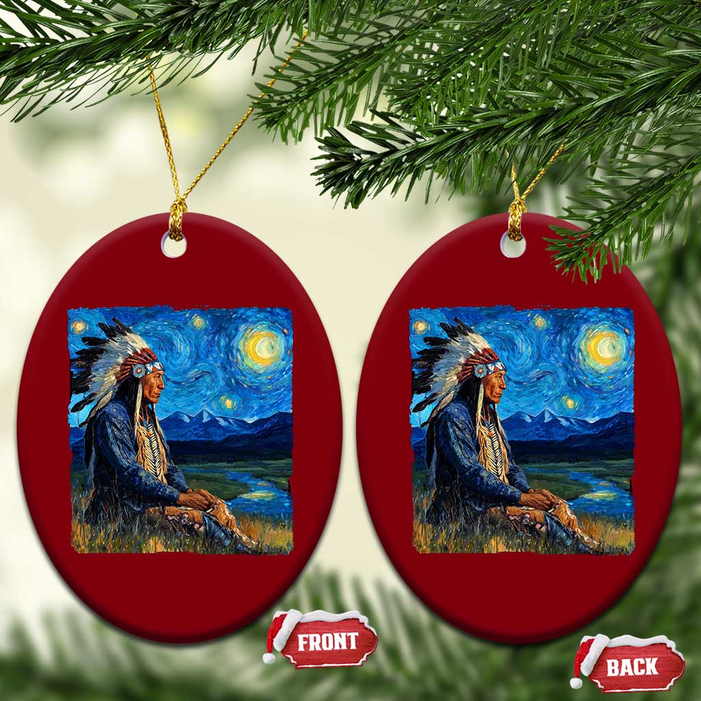Native American Indian Van Goghs Starry Night Ceramic Ornament TS11 Print Your Wear