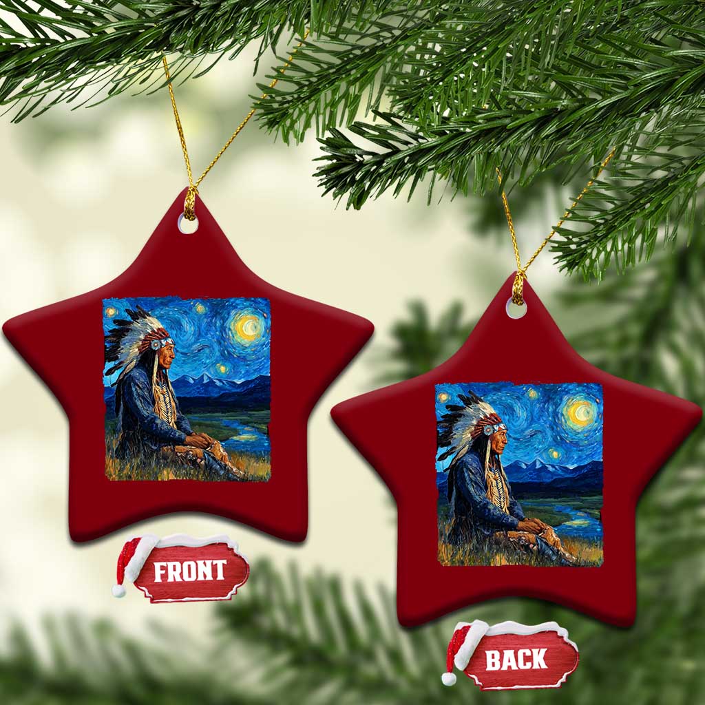 Native American Indian Van Goghs Starry Night Ceramic Ornament TS11 Print Your Wear