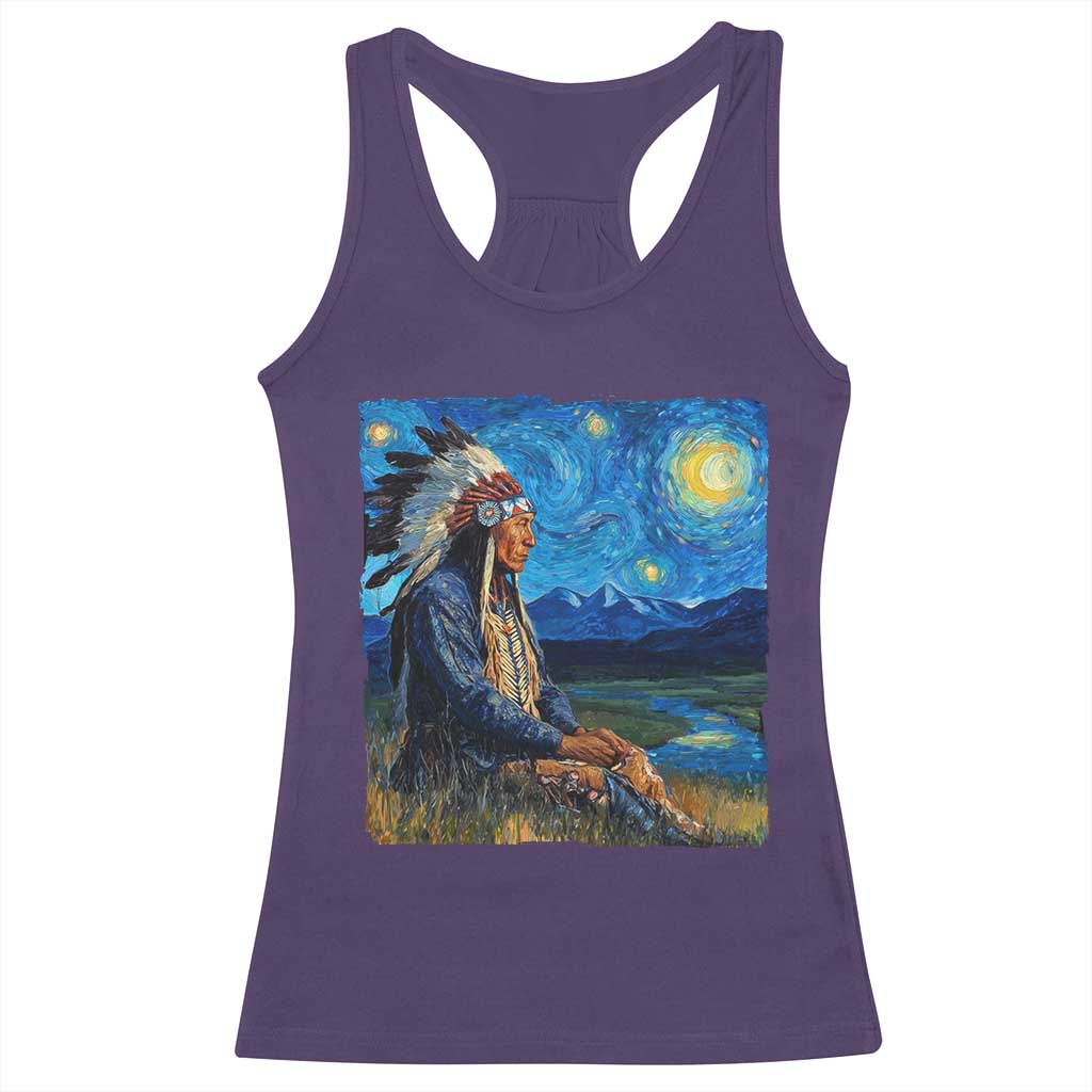 Native American Indian Van Goghs Starry Night Racerback Tank Top TS11 Purple Print Your Wear
