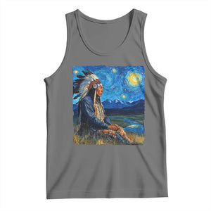 Native American Indian Van Goghs Starry Night Tank Top TS11 Black Heather Print Your Wear