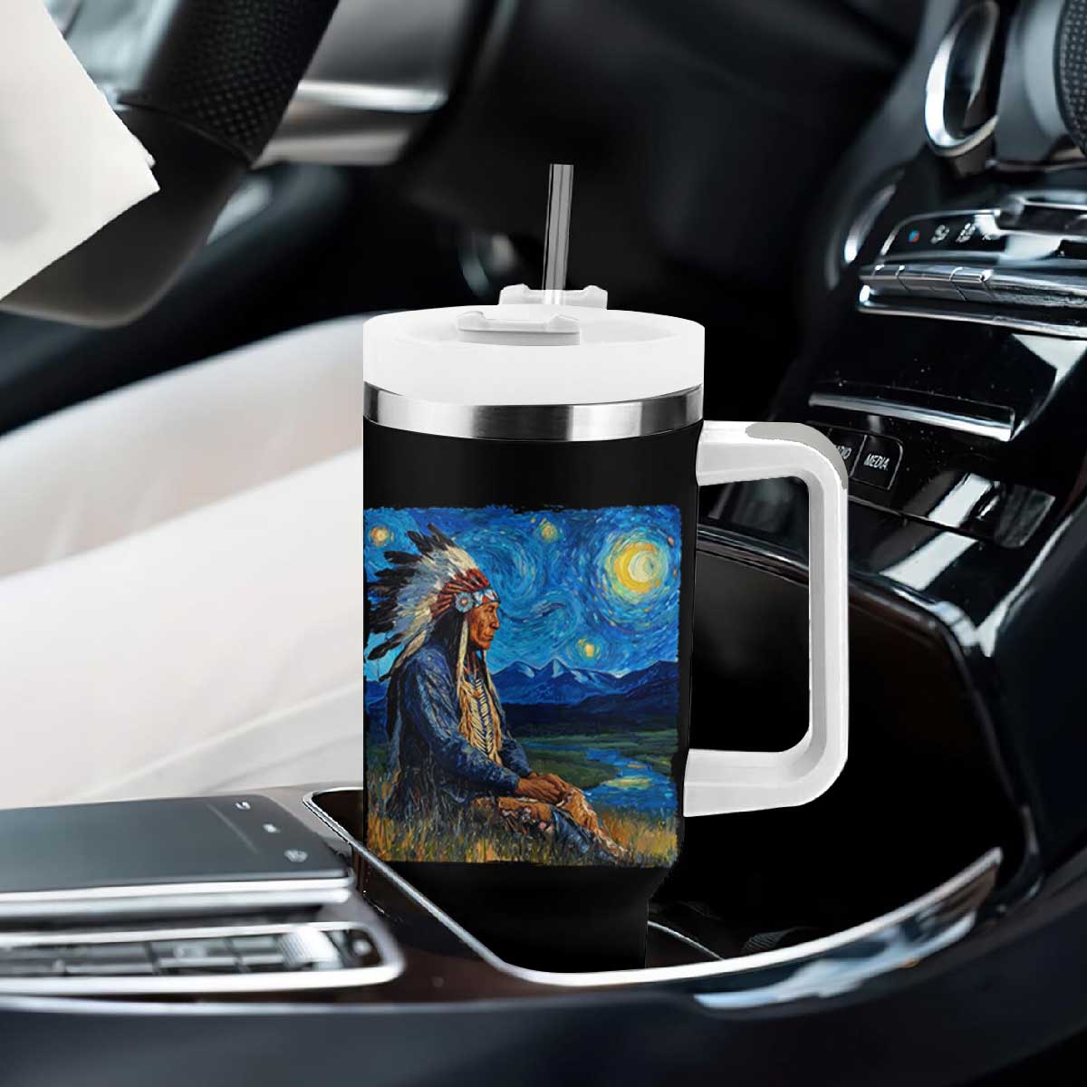 Native American Indian Van Goghs Starry Night Tumbler With Handle TS11 Print Your Wear
