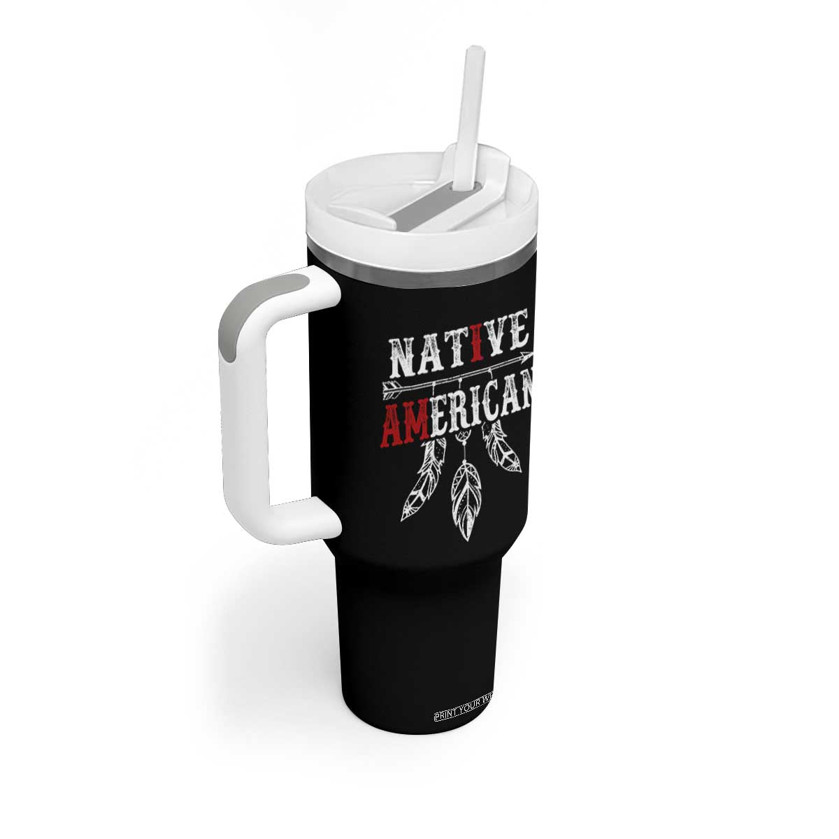 I Am Native American Tumbler With Handle Indigenous Pride Vintage Dreamcatcher Arrow TS11 Print Your Wear