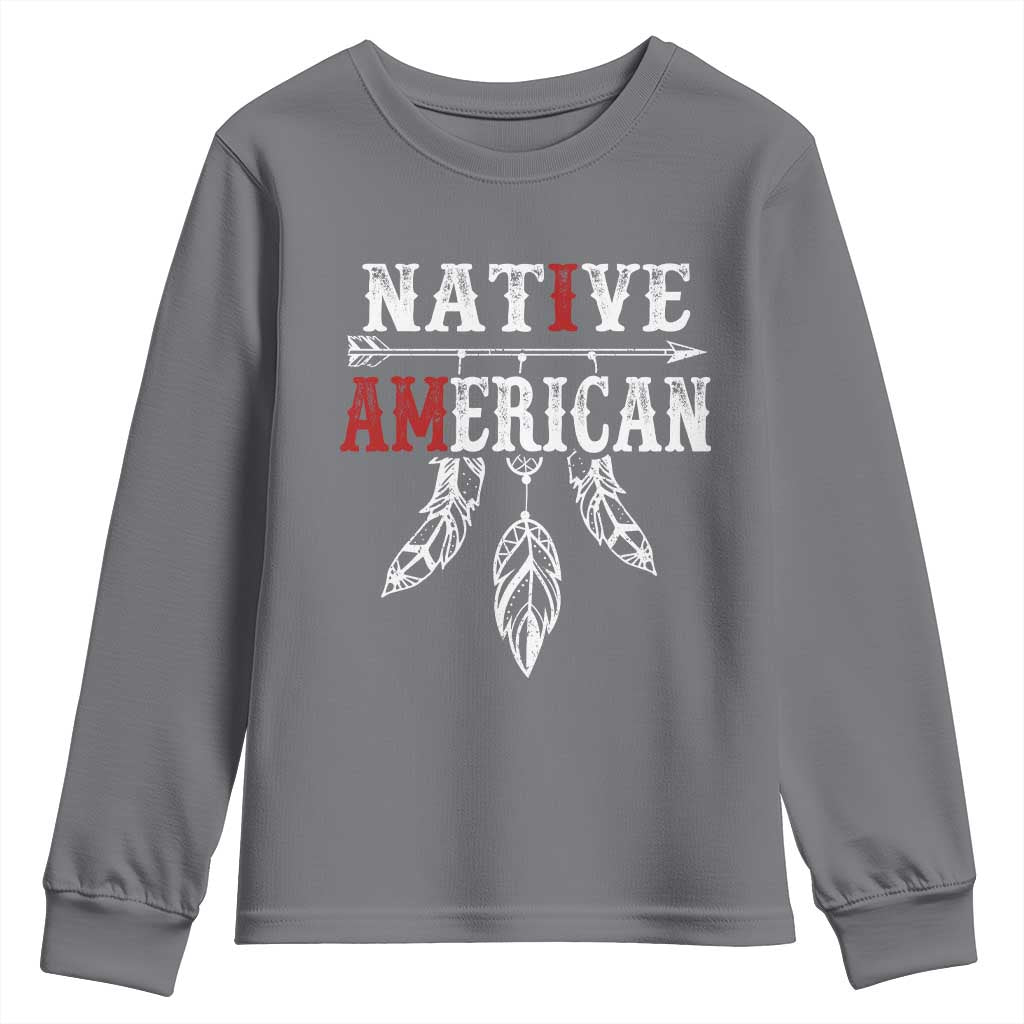 I Am Native American Youth Sweatshirt Indigenous Pride Vintage Dreamcatcher Arrow TS11 Charcoal Print Your Wear
