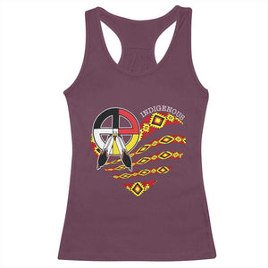 Indigenous Pride Native American Medicine Wheel Racerback Tank Top TS11 Maroon Print Your Wear