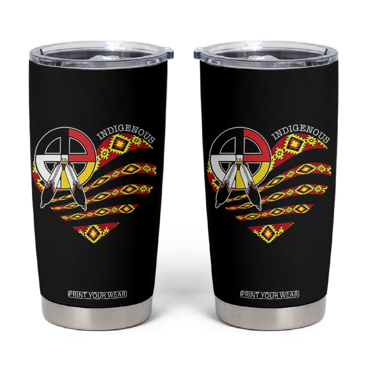Indigenous Pride Native American Medicine Wheel Tumbler Cup TS11 Black Print Your Wear