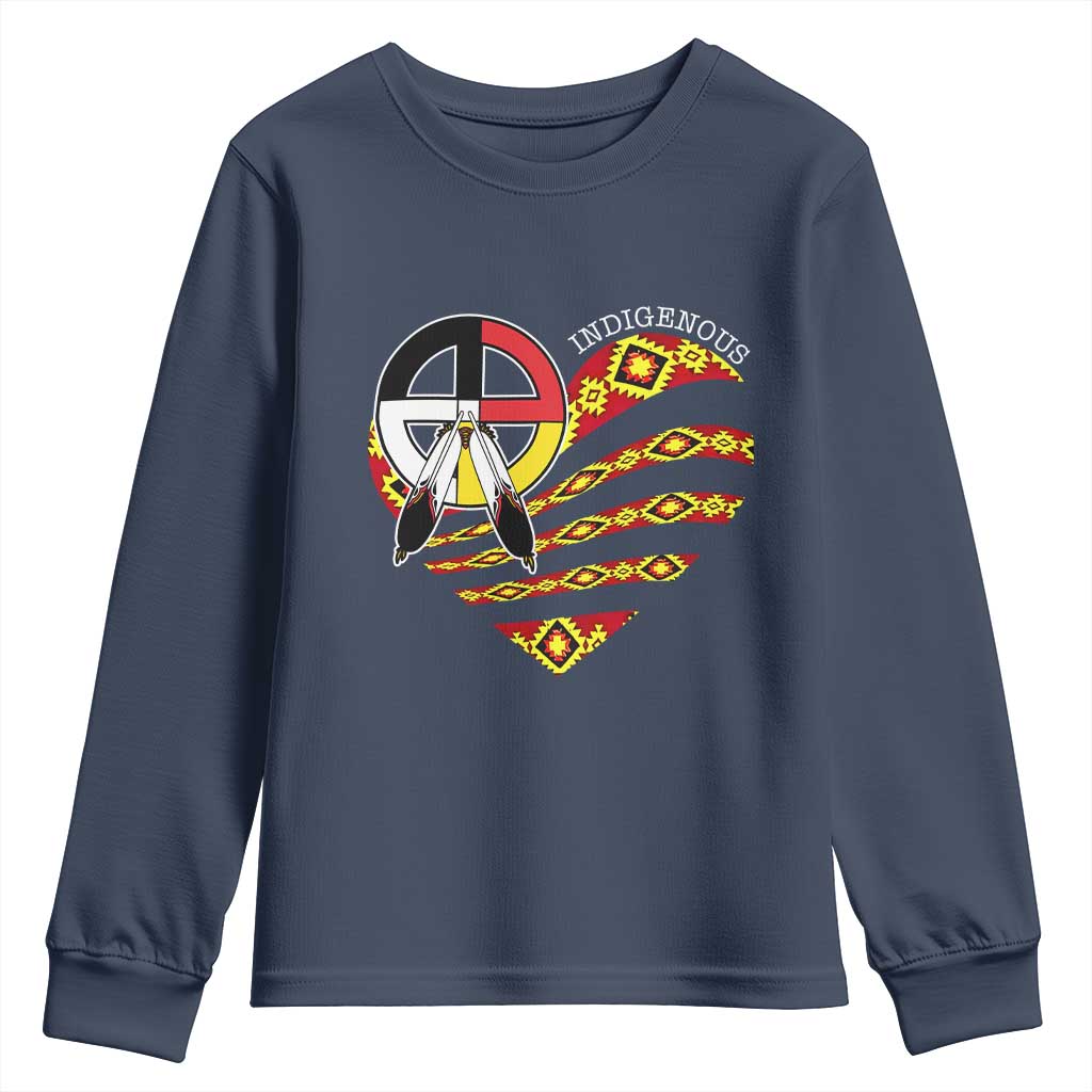 Indigenous Pride Native American Medicine Wheel Youth Sweatshirt TS11 Navy Print Your Wear