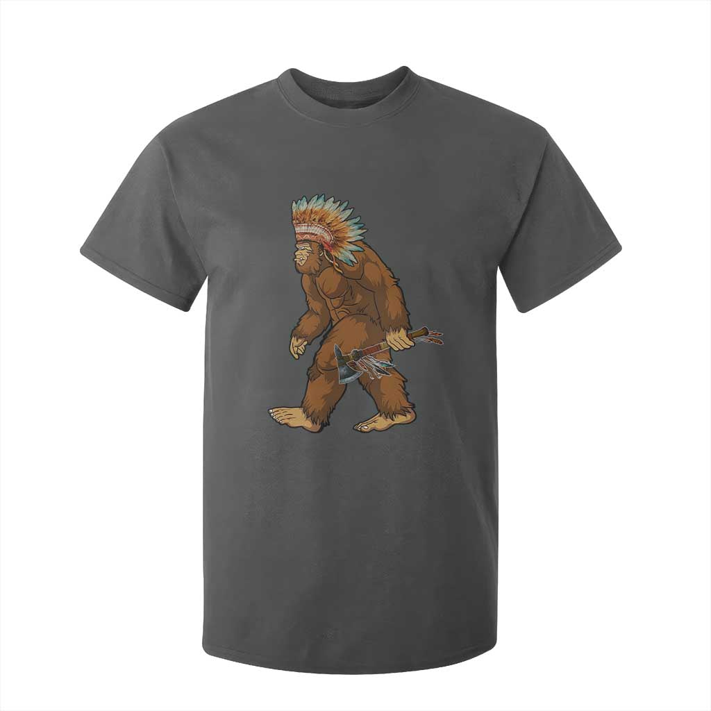 Funny Bigfoot American Indian Native Sasquatch Tomahawk T Shirt For Kid TS11 Dark Heather Print Your Wear