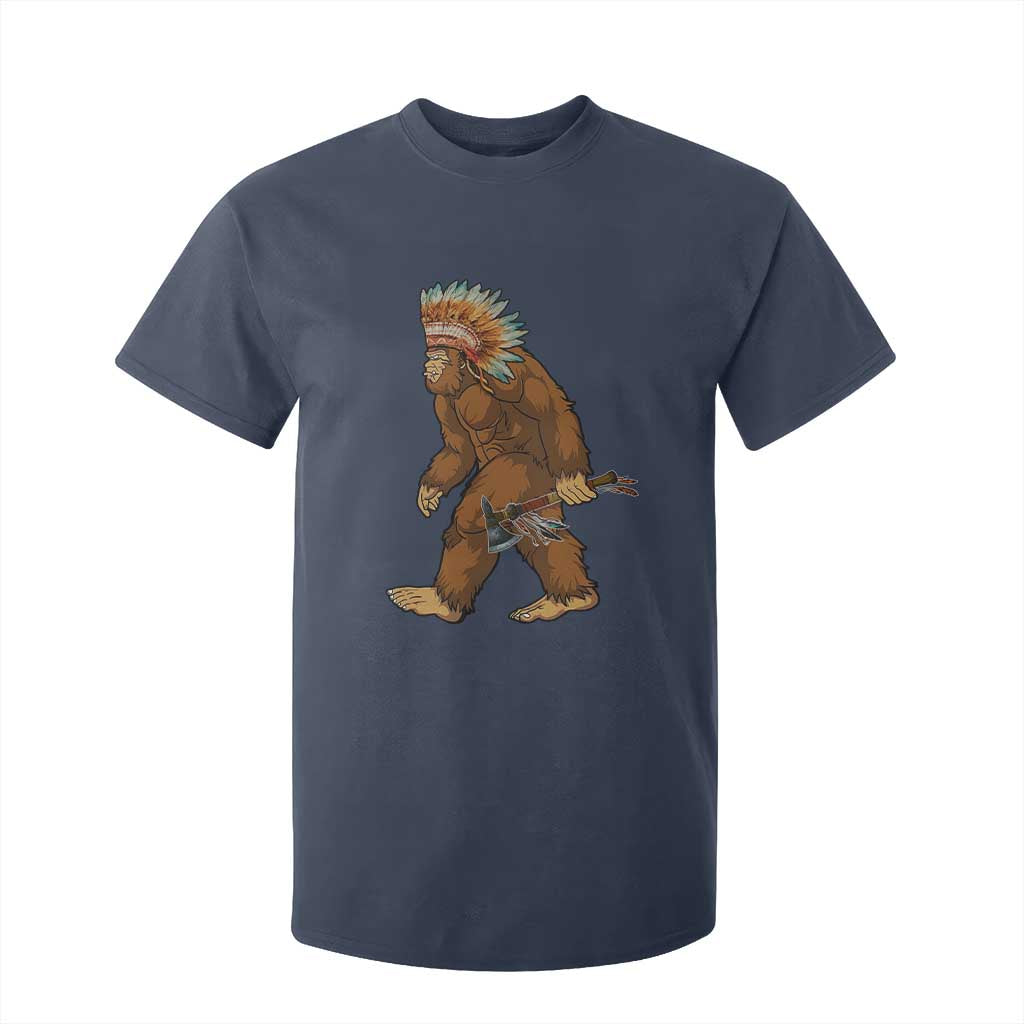 Funny Bigfoot American Indian Native Sasquatch Tomahawk T Shirt For Kid TS11 Navy Print Your Wear