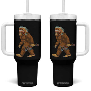 Funny Bigfoot American Indian Native Sasquatch Tomahawk Tumbler With Handle TS11 One Size: 40 oz Black Print Your Wear