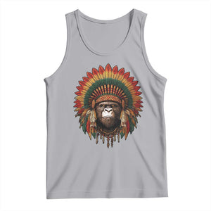 Bigfoot Native American Chief Sasquatch Wearing Headdress Tank Top TS11 Athletic Heather Print Your Wear