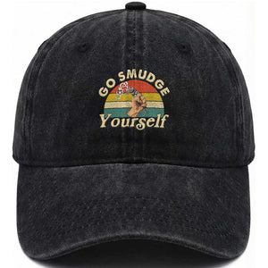 Funny Go Smudge Yourself Washed Cotton Baseball Cap Smudging Retro Native American Sage