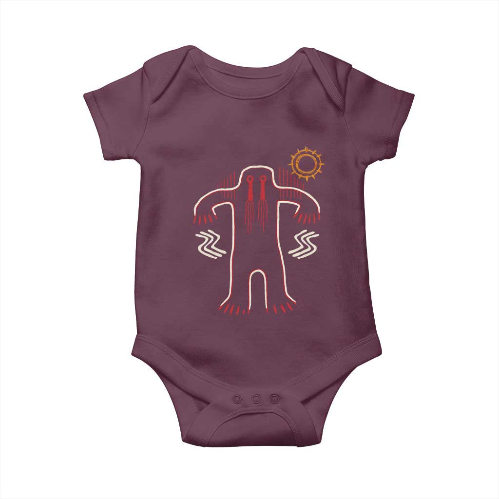 Native American Bigfoot Sasquatch Petroglyph Cave Art Baby Onesie TS11 Maroon Print Your Wear