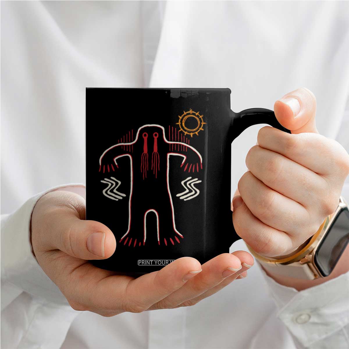 Native American Bigfoot Sasquatch Petroglyph Cave Art Coffee Mug TS11 Print Your Wear