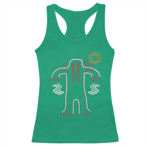 Native American Bigfoot Sasquatch Petroglyph Cave Art Racerback Tank Top TS11 Irish Green Print Your Wear