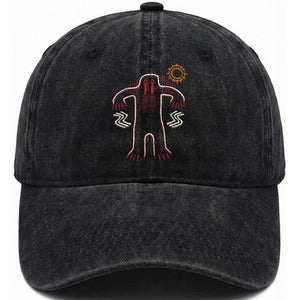 Native American Bigfoot Sasquatch Petroglyph Cave Art Washed Cotton Baseball Cap TS11 Print Your Wear
