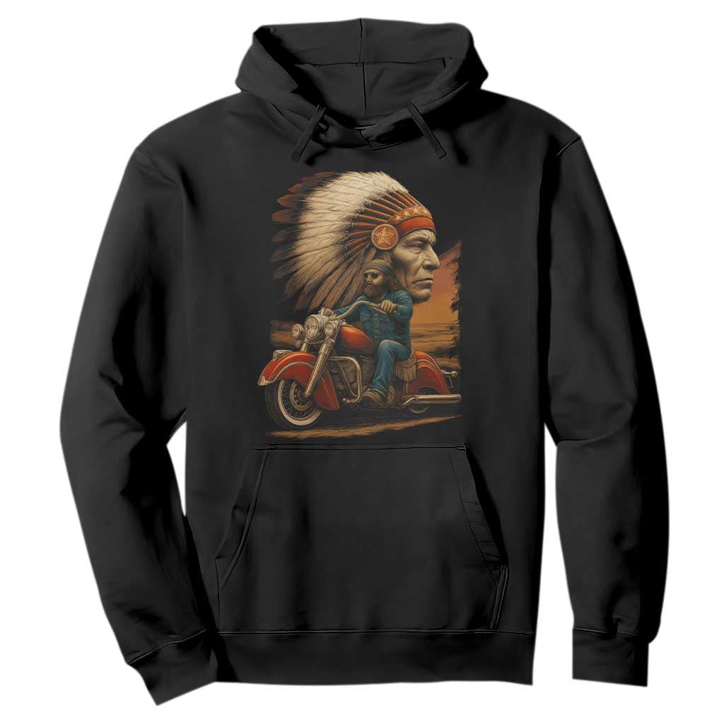 Indian American Rider Hoodie Vintage Native American Motorcycle TS11 Black Print Your Wear