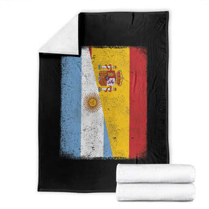 Spain Argentina Half Flag Spanish Argentinian Roots Throw Blanket TS11 Black Print Your Wear