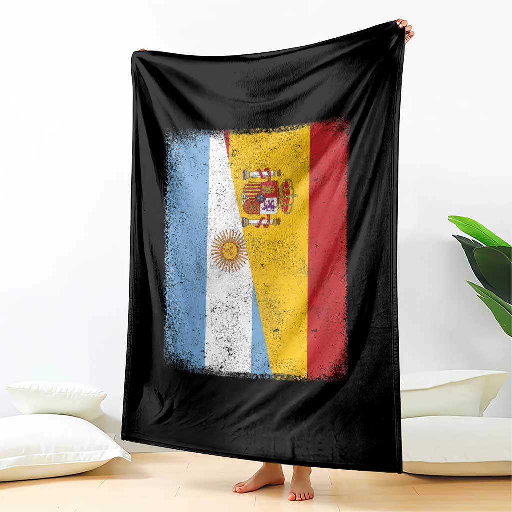 Spain Argentina Half Flag Spanish Argentinian Roots Throw Blanket TS11 Print Your Wear
