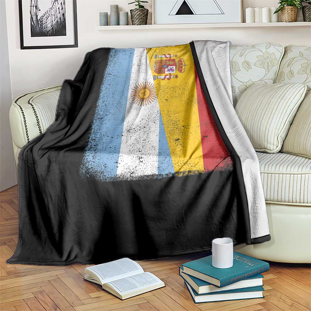 Spain Argentina Half Flag Spanish Argentinian Roots Throw Blanket TS11 Print Your Wear