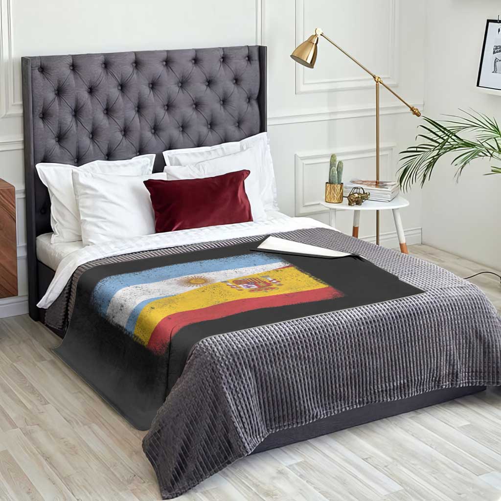 Spain Argentina Half Flag Spanish Argentinian Roots Throw Blanket TS11 Print Your Wear