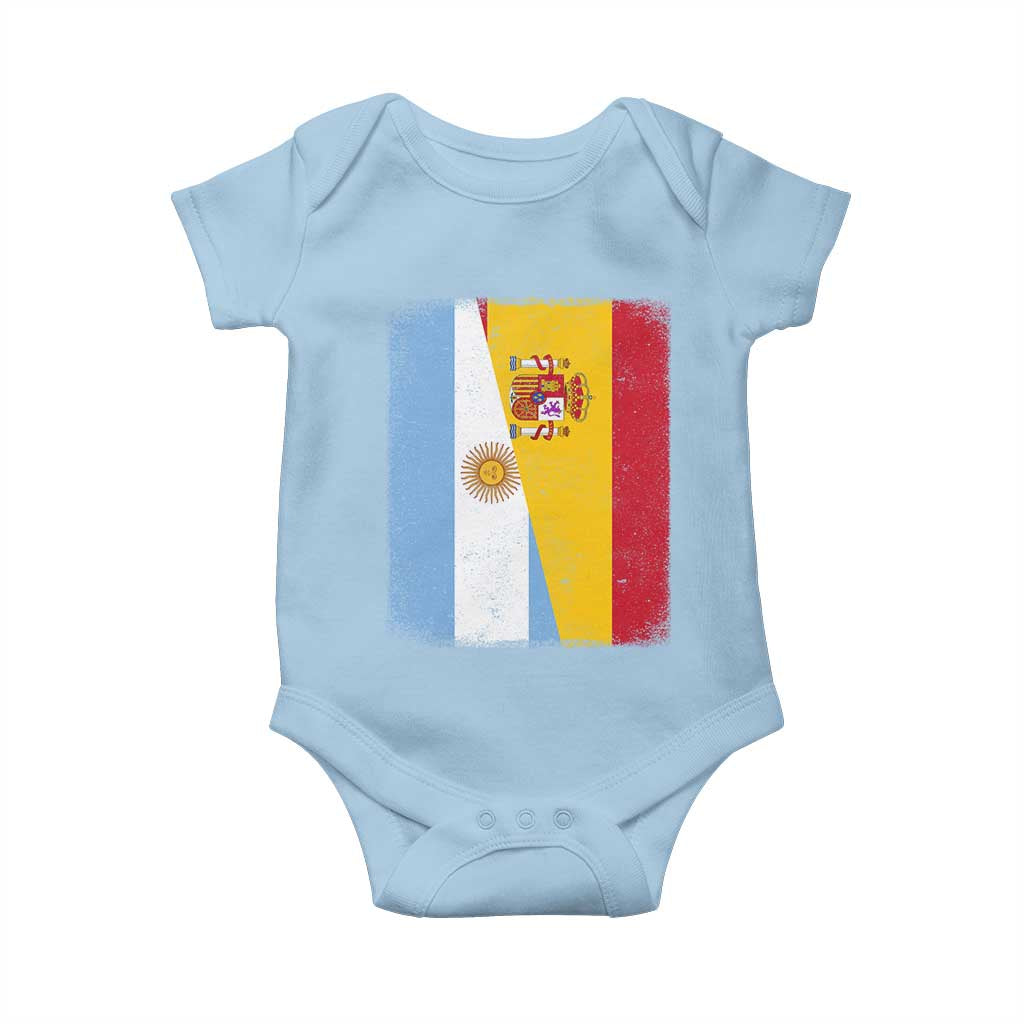 Spain Argentina Half Flag Spanish Argentinian Roots Baby Onesie TS11 Light Blue Print Your Wear