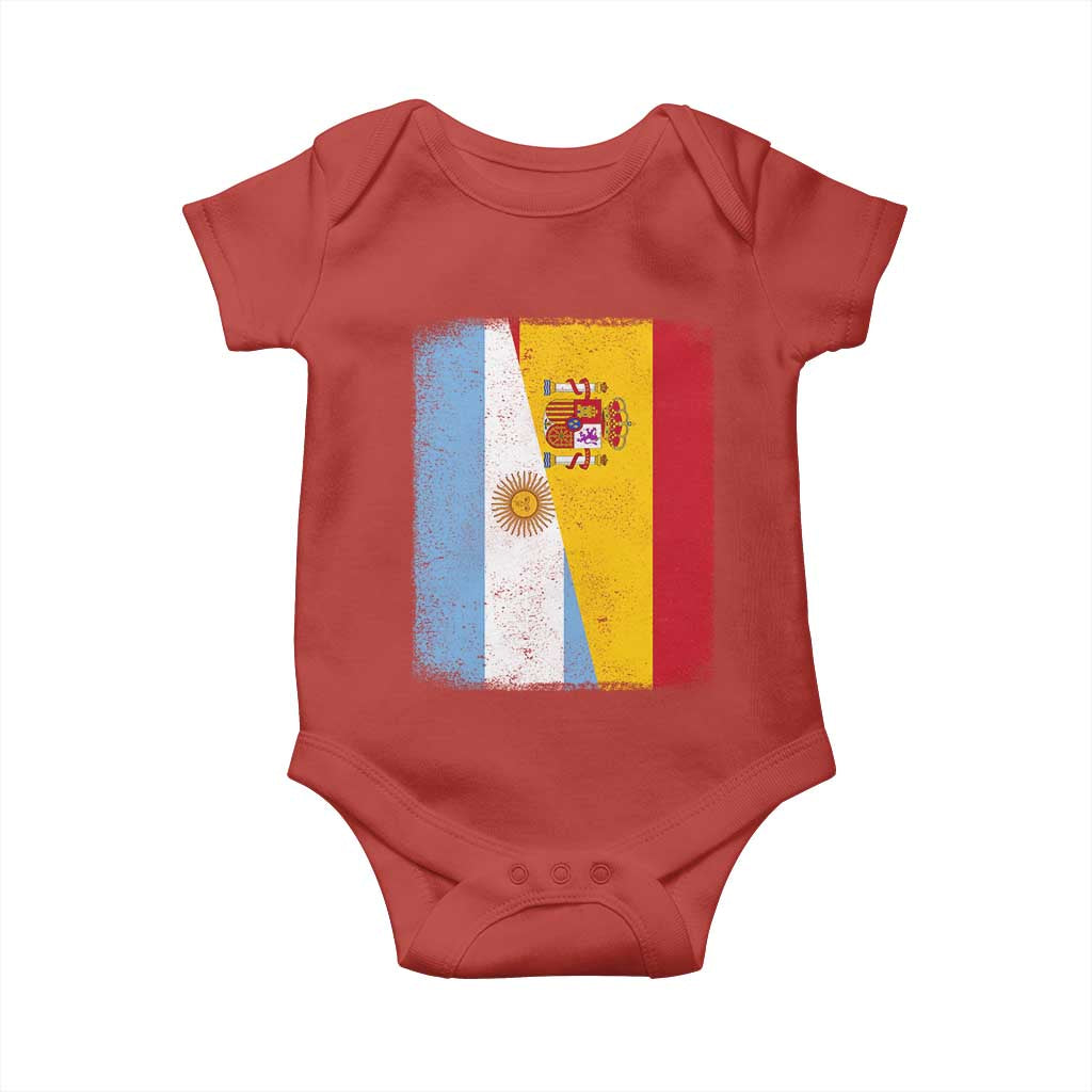 Spain Argentina Half Flag Spanish Argentinian Roots Baby Onesie TS11 Red Print Your Wear
