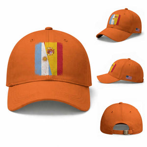 Spain Argentina Half Flag Spanish Argentinian Roots Baseball Cap TS11 Baseball Cap Universal Fit Orange Print Your Wear