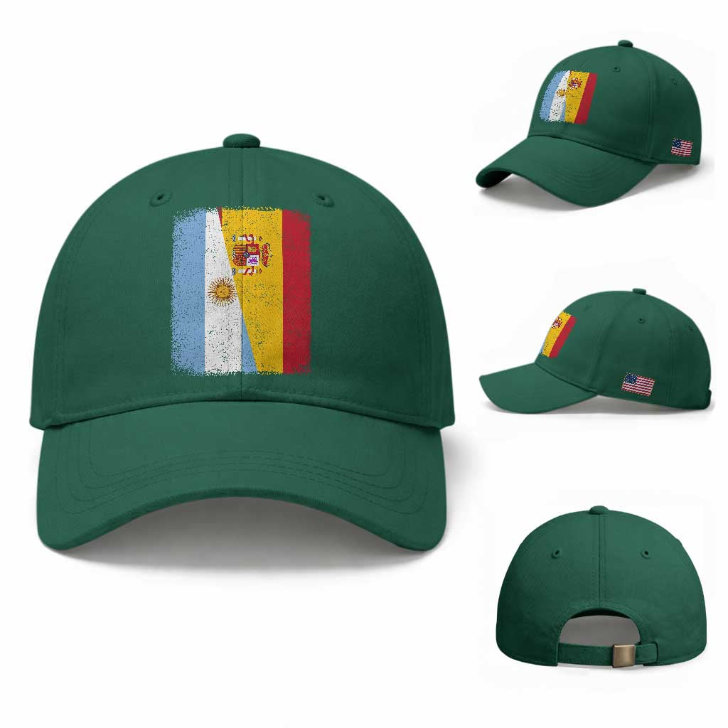 Spain Argentina Half Flag Spanish Argentinian Roots Baseball Cap TS11 Baseball Cap Universal Fit Irish Green Print Your Wear