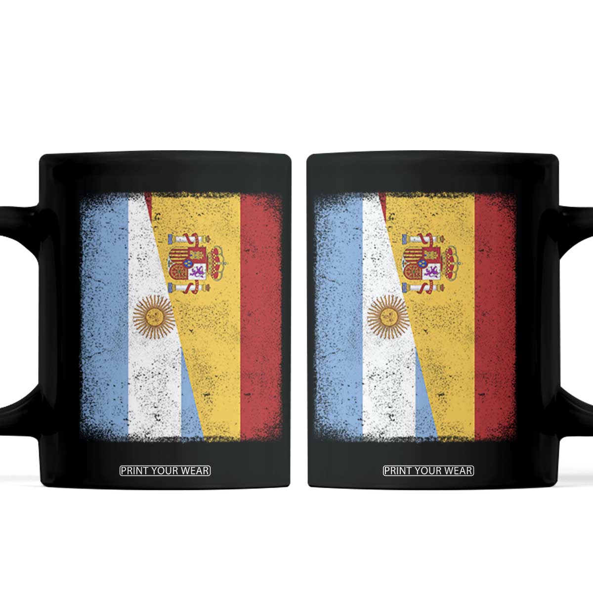 Spain Argentina Half Flag Spanish Argentinian Roots Coffee Mug TS11 Black Print Your Wear