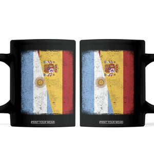 Spain Argentina Half Flag Spanish Argentinian Roots Coffee Mug TS11 Black Print Your Wear