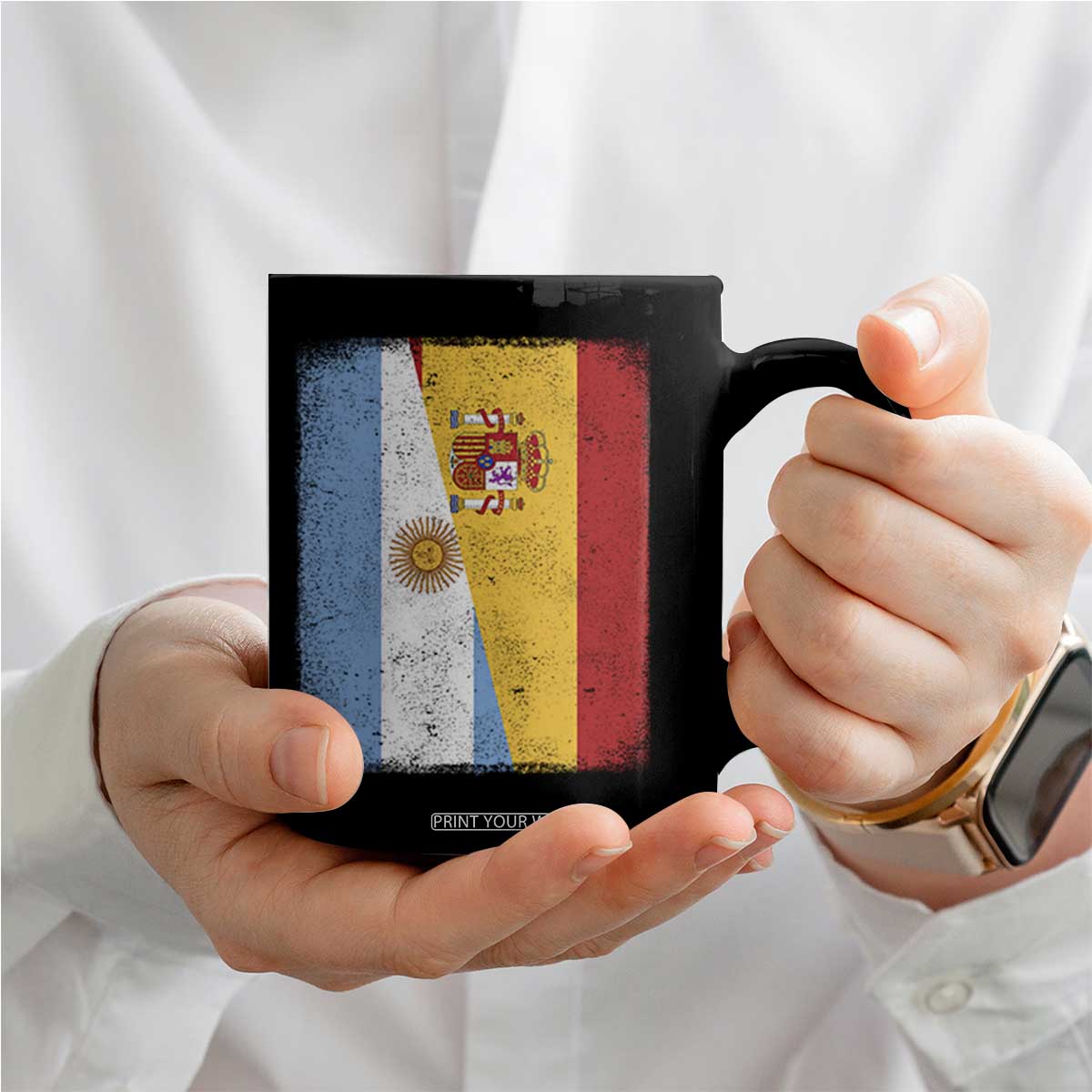 Spain Argentina Half Flag Spanish Argentinian Roots Coffee Mug TS11 Print Your Wear
