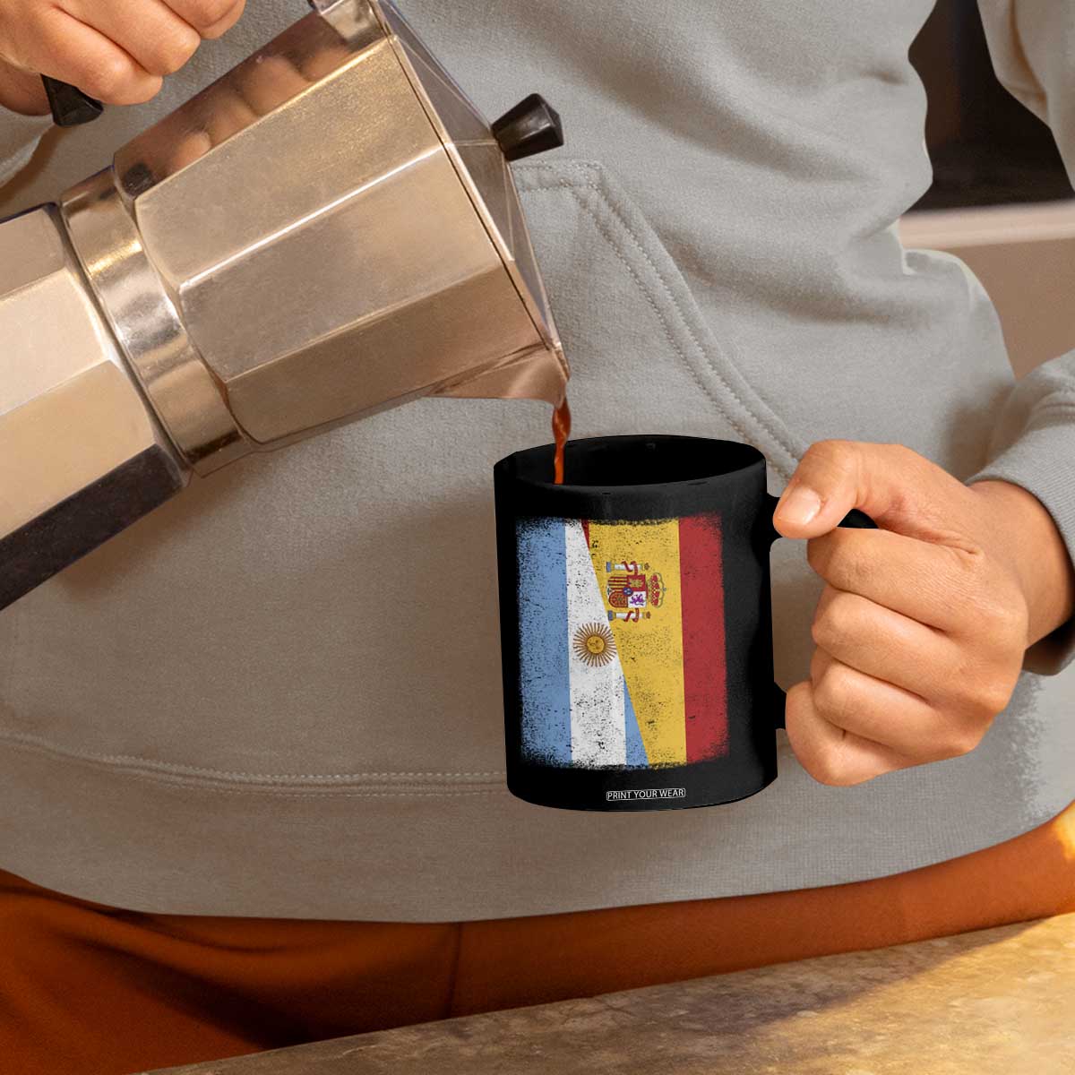 Spain Argentina Half Flag Spanish Argentinian Roots Coffee Mug TS11 Print Your Wear