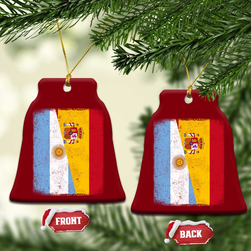 Spain Argentina Half Flag Spanish Argentinian Roots Ceramic Ornament TS11 Print Your Wear