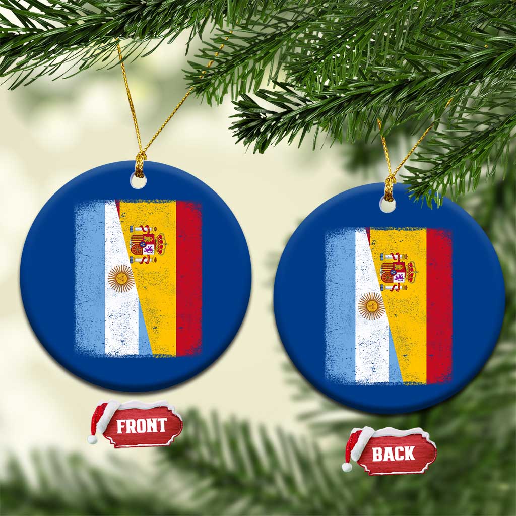 Spain Argentina Half Flag Spanish Argentinian Roots Ceramic Ornament TS11 1pc Blue Print Your Wear