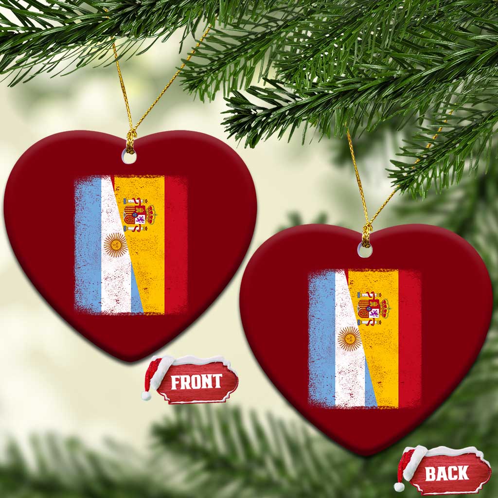 Spain Argentina Half Flag Spanish Argentinian Roots Ceramic Ornament TS11 Print Your Wear