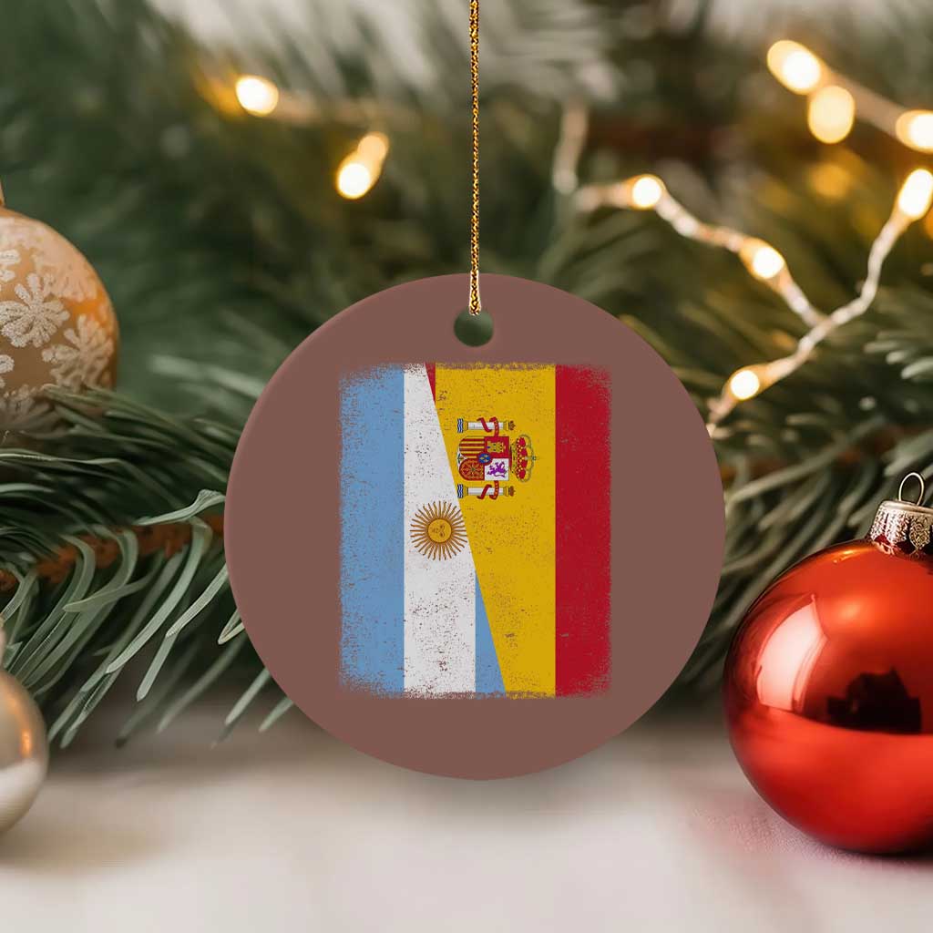 Spain Argentina Half Flag Spanish Argentinian Roots Ceramic Ornament TS11 1pc Mocha Print Your Wear