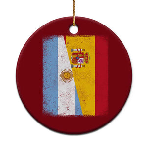 Spain Argentina Half Flag Spanish Argentinian Roots Ceramic Ornament TS11 1pc Red Print Your Wear