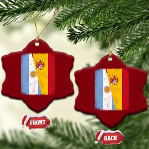 Spain Argentina Half Flag Spanish Argentinian Roots Ceramic Ornament TS11 Print Your Wear