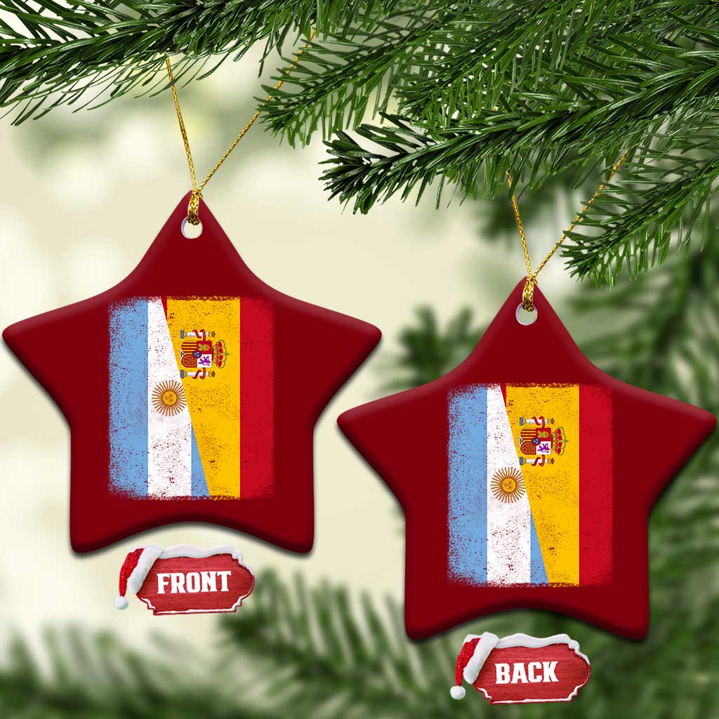 Spain Argentina Half Flag Spanish Argentinian Roots Ceramic Ornament TS11 Print Your Wear