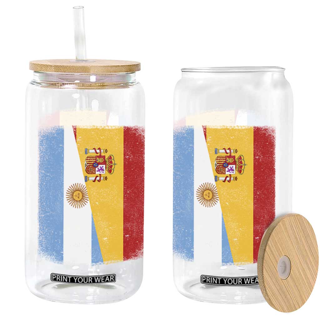 Spain Argentina Half Flag Spanish Argentinian Roots Glass Can TS11 Print Your Wear