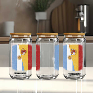 Spain Argentina Half Flag Spanish Argentinian Roots Glass Can TS11 Print Your Wear
