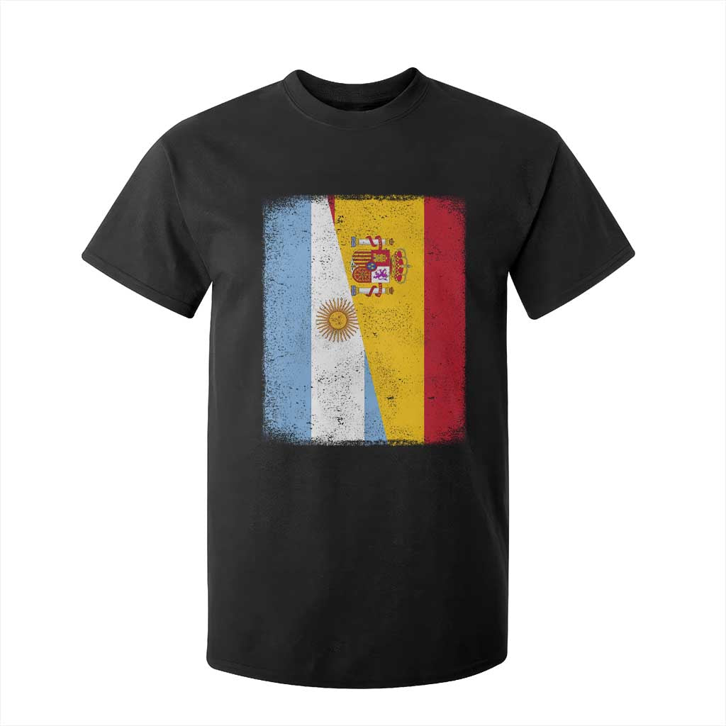Spain Argentina Half Flag Spanish Argentinian Roots T Shirt For Kid TS11 Black Print Your Wear
