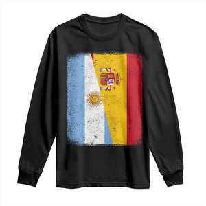 Spain Argentina Half Flag Spanish Argentinian Roots Long Sleeve Shirt TS11 Black Print Your Wear