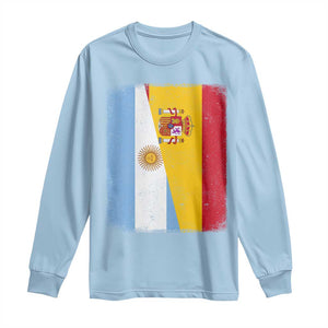 Spain Argentina Half Flag Spanish Argentinian Roots Long Sleeve Shirt TS11 Light Blue Print Your Wear