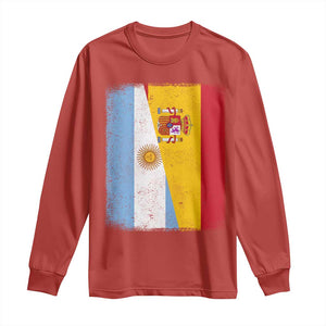 Spain Argentina Half Flag Spanish Argentinian Roots Long Sleeve Shirt TS11 Red Print Your Wear