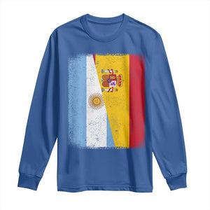 Spain Argentina Half Flag Spanish Argentinian Roots Long Sleeve Shirt TS11 Royal Blue Print Your Wear