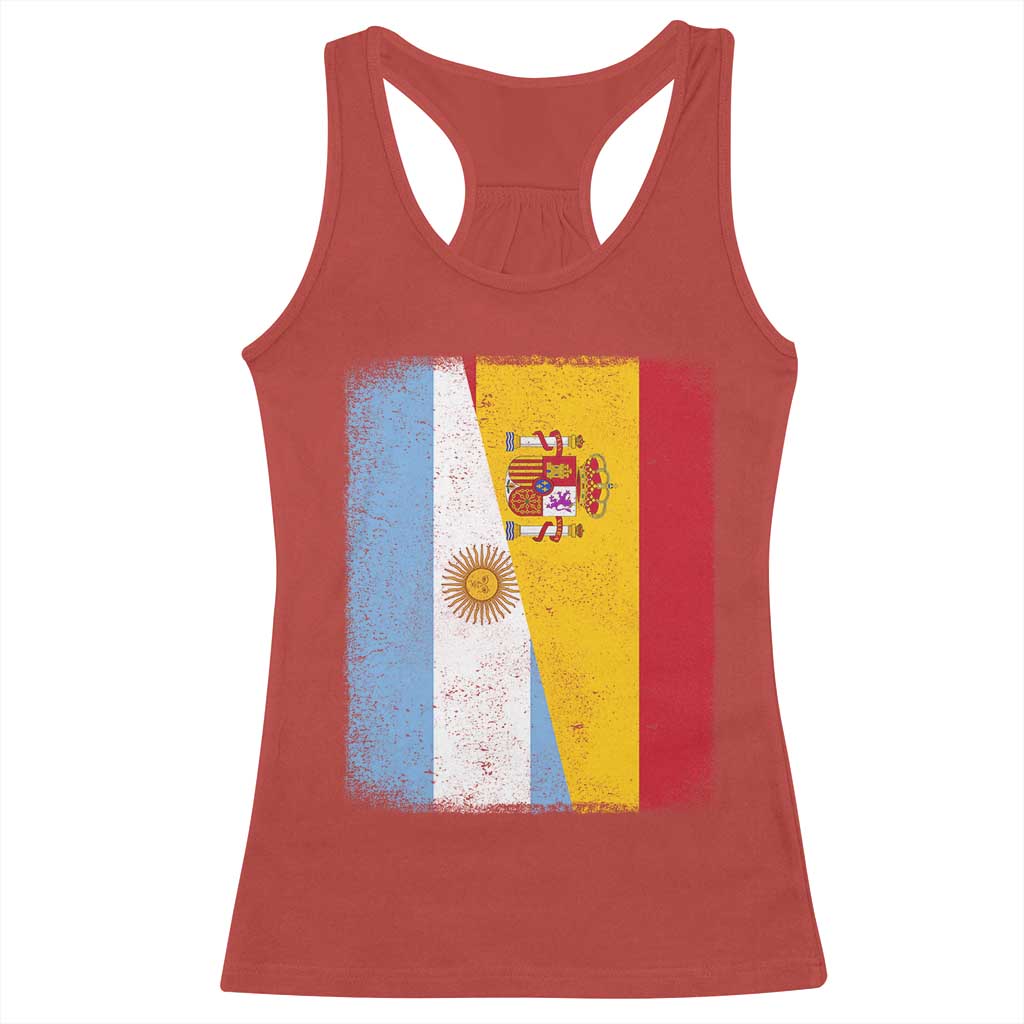 Spain Argentina Half Flag Spanish Argentinian Roots Racerback Tank Top TS11 Red Print Your Wear