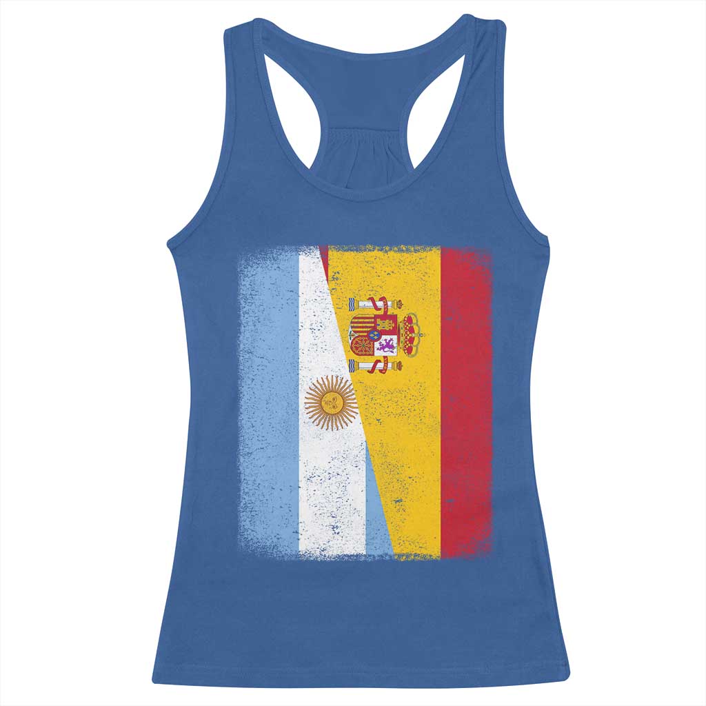 Spain Argentina Half Flag Spanish Argentinian Roots Racerback Tank Top TS11 Royal Blue Print Your Wear