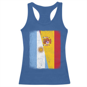 Spain Argentina Half Flag Spanish Argentinian Roots Racerback Tank Top TS11 Royal Blue Print Your Wear
