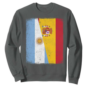 Spain Argentina Half Flag Spanish Argentinian Roots Sweatshirt TS11 Dark Heather Print Your Wear